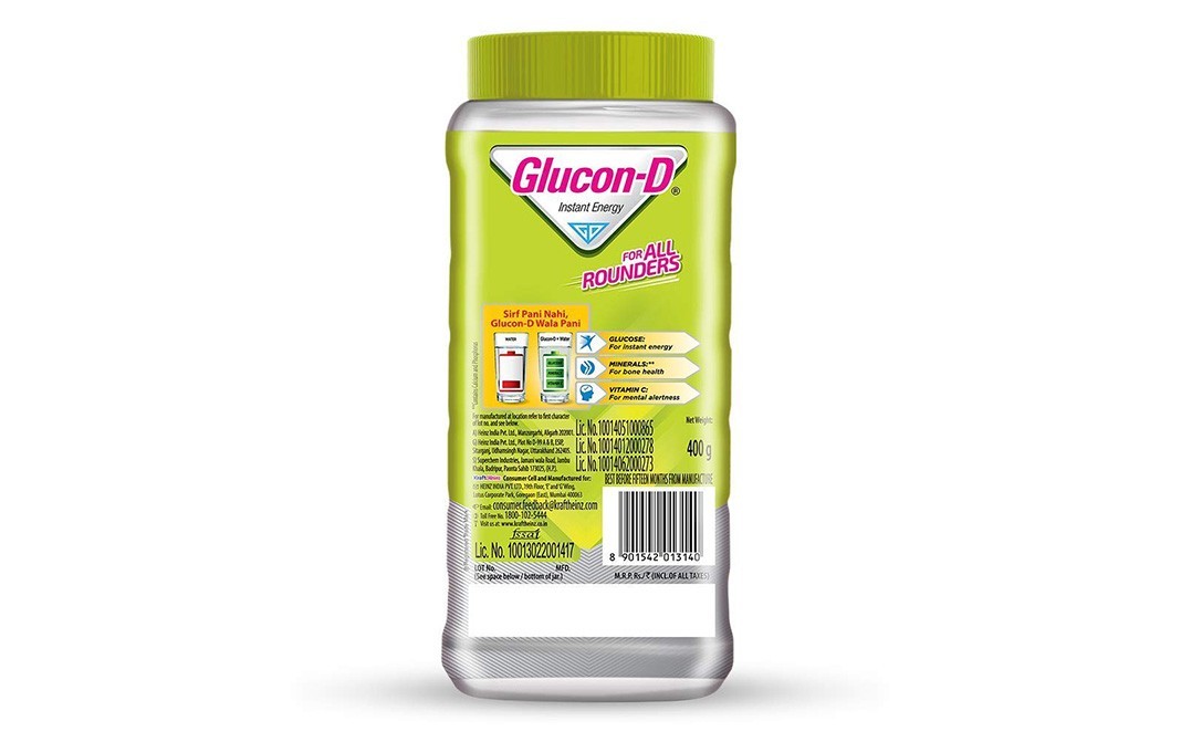 Glucon-D Nimbu Pani Drink   Plastic Jar  400 grams